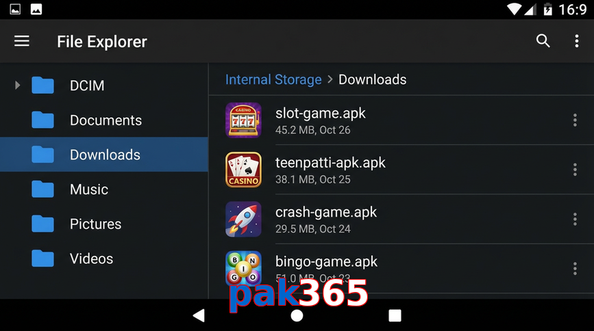 Main screen of Pak365 gameapk page for PK players